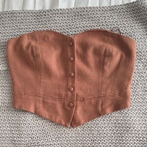 Stradivarius Terracotta Strapless Crop Top